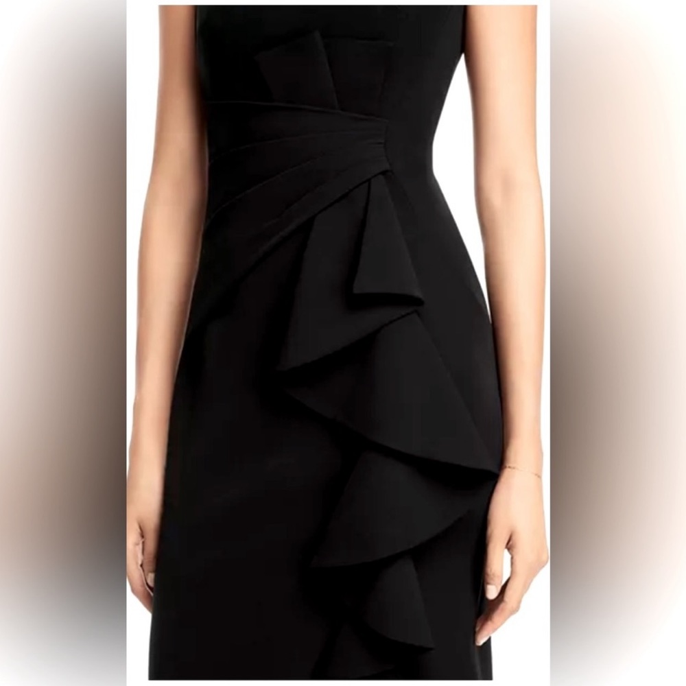 Eliza J Ruffle-Front Sleeveless Maxi Gown – Black, Size 4 NWT Formal Dress - Picture 4 of 12
